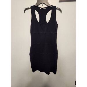 Diane Von Furstenberg Size 10 Racerback Black Bodycon Dress Tiered Seams